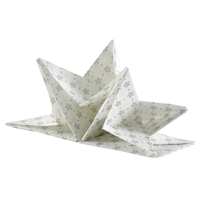 Serviette de table pr&eacute;-pli&eacute;e flocons argent&eacute;s x12