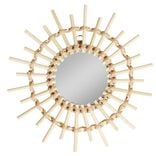 Miroir soleil rond rotin et osier Ø30cm