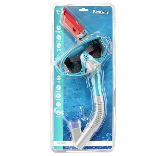 Set tuba et masque de plong&eacute;e adulte Bestway L36cm (2 mod&egrave;les noir ou bleu)