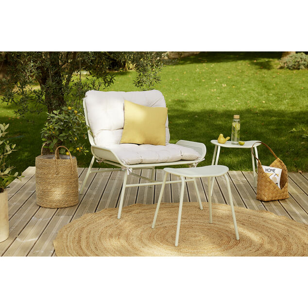 Tabouret acier perfor&eacute; Faro vert sauge 45x28xH45cm