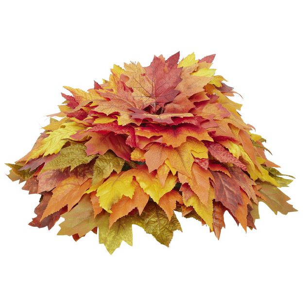 Coussin feuilles d'&eacute;rable artificiel orange &Oslash;40xH20cm