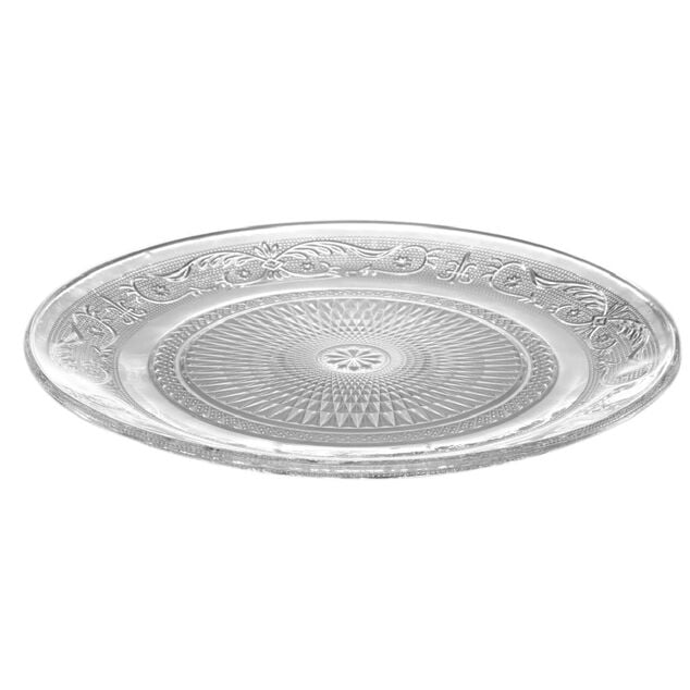 Assiette plate ronde verre transparente ciselée Ø25cm