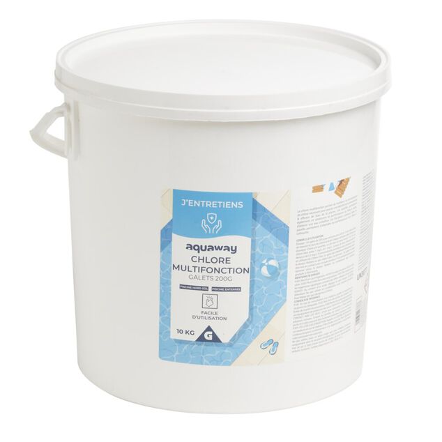 Chlore multifonction piscine galets 200g Aquaway 10kg