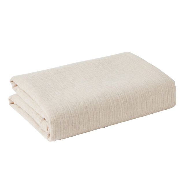Plaid &eacute;t&eacute; gaze de coton beige fonc&eacute; 120x150cm