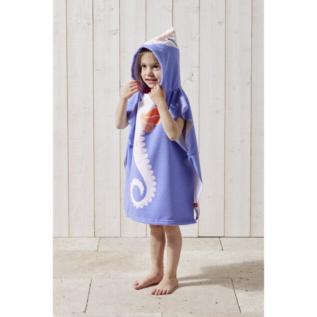 Poncho de plage enfant hippocampe TU 55x110cm