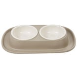 Gamelle double antid&eacute;rapante blanc taupe