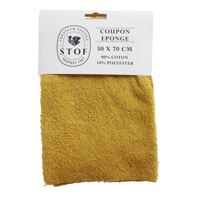 Coupon tissu coton &eacute;ponge 50x70cm jaune moutarde