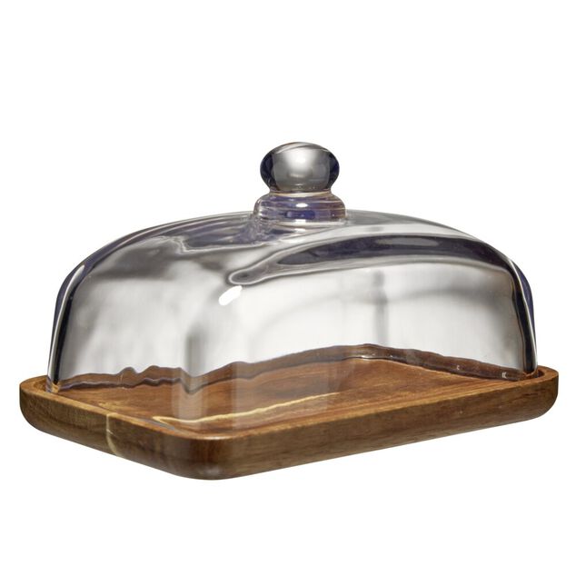 Beurrier en bois et verre 10x17cm