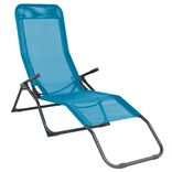 Transat acier et textil&egrave;ne Playa bleu 139x60xH99cm