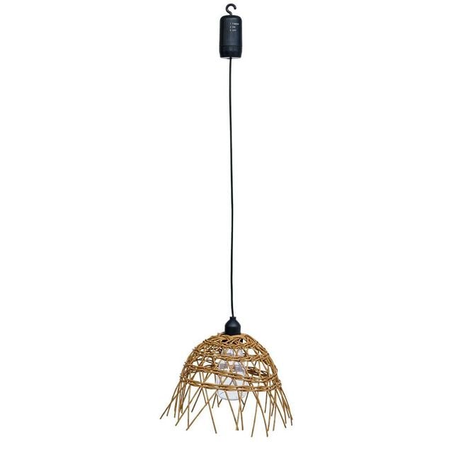Suspension LED blanc chaud imitation osier &Oslash;22xH20cm