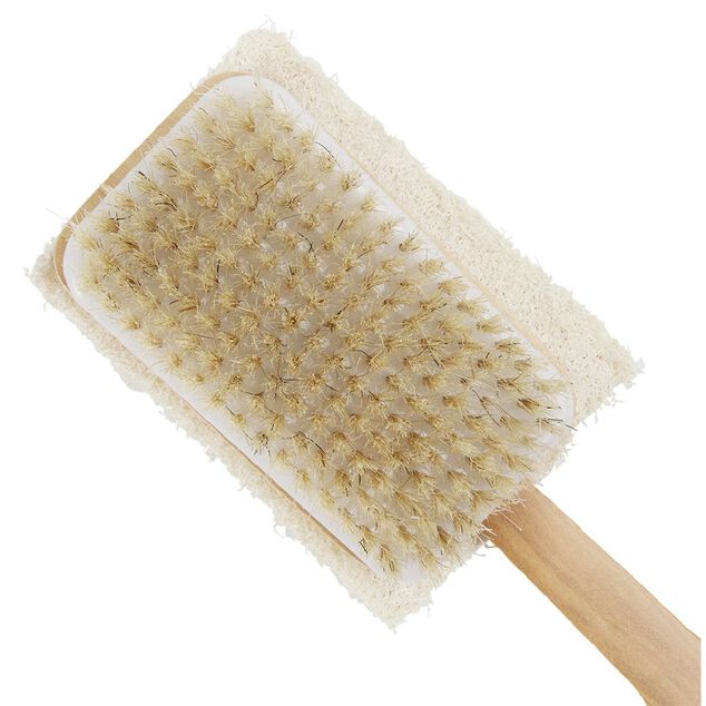 Brosse pour le corps double face brosse et &eacute;ponge grattante