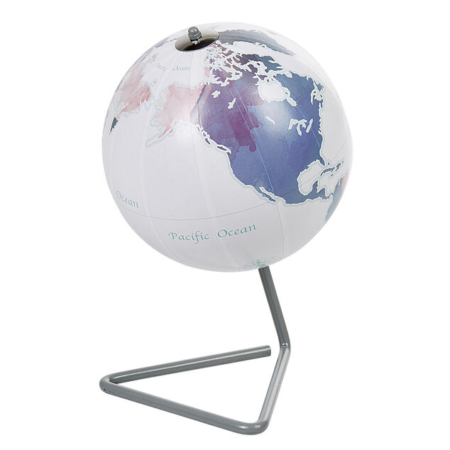Globe terrestre décoratif bleu et blanc pied triangle