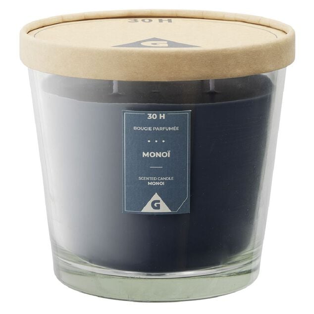 Bougie parfum&eacute;e dans verre senteur mono&iuml; &Oslash;13,5xH12,5cm 30H