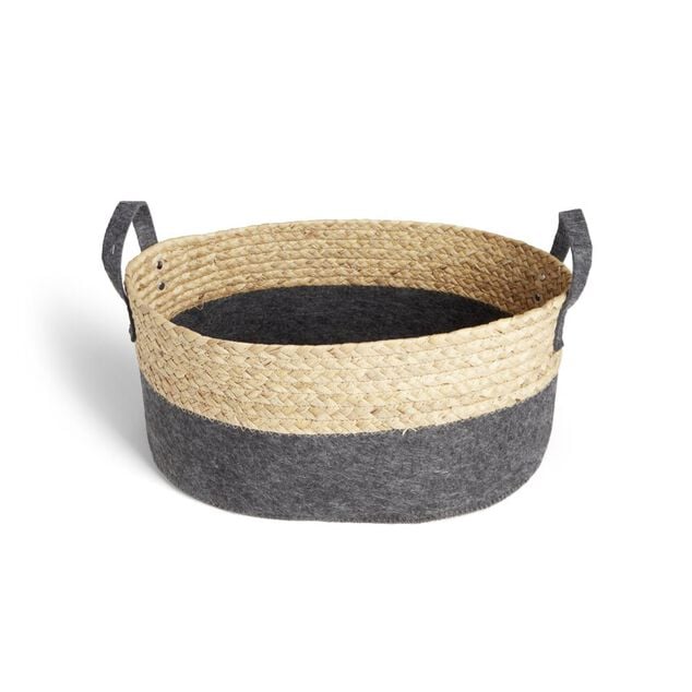 Pani&egrave;re jacinthe d'eau feutrine beige et gris fonc&eacute; 40x30xH18cm