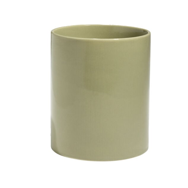 Pot de conservation 1,2L gr&egrave;s couvercle bambou &Oslash;12xH14,5cm