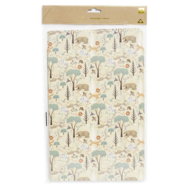 Enveloppe cadeau papier Noël motif nature x6 - 20x8xH28cm