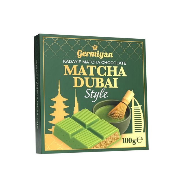 Tablette de chocolat blanc matcha Dubaï 100g