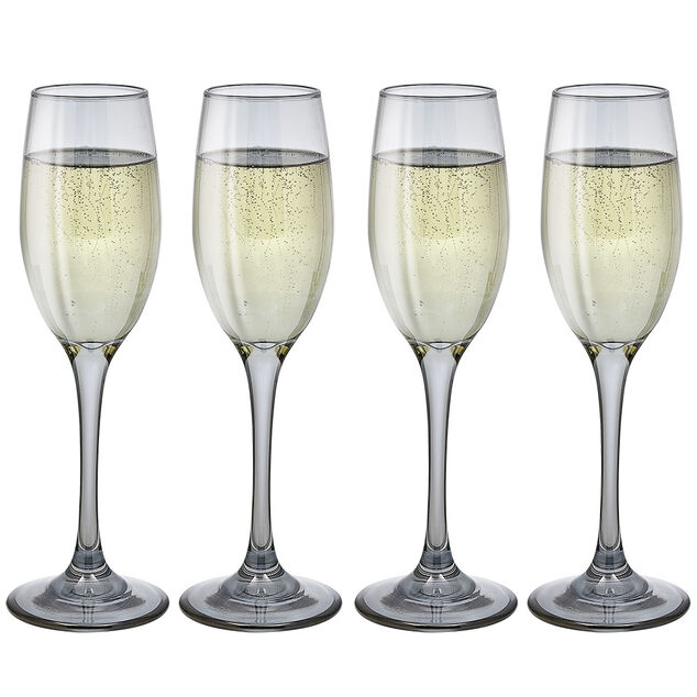 Fl&ucirc;te en verre argent&eacute; x4