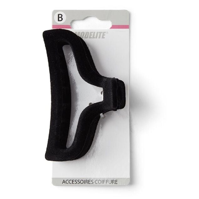 Pince &agrave; cheveux contours aspect velours noir 10cm