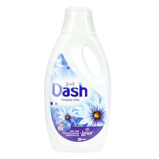 Lessive liquide Dash 2en1 Lenor Envol&eacute;e d'air 32 lavages 1,44L