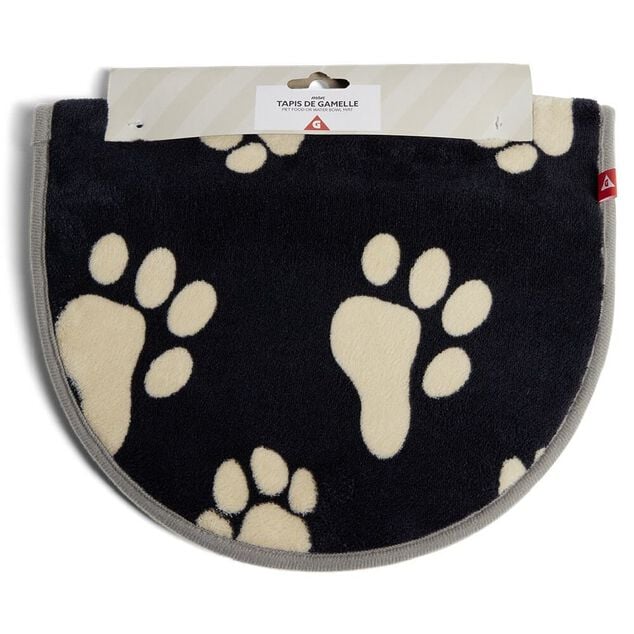 Tapis en microfibre pour animal motif pattes beige noir 53x32 cm