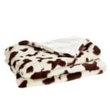 Plaid 130x160cm aspect fourrure motif vache blanc et marron