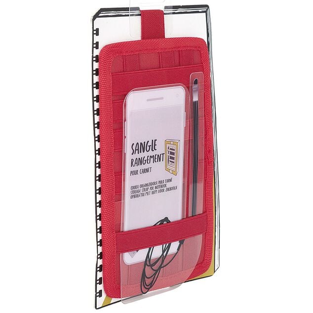 Sangle de rangement pour cahier effet simili rouge