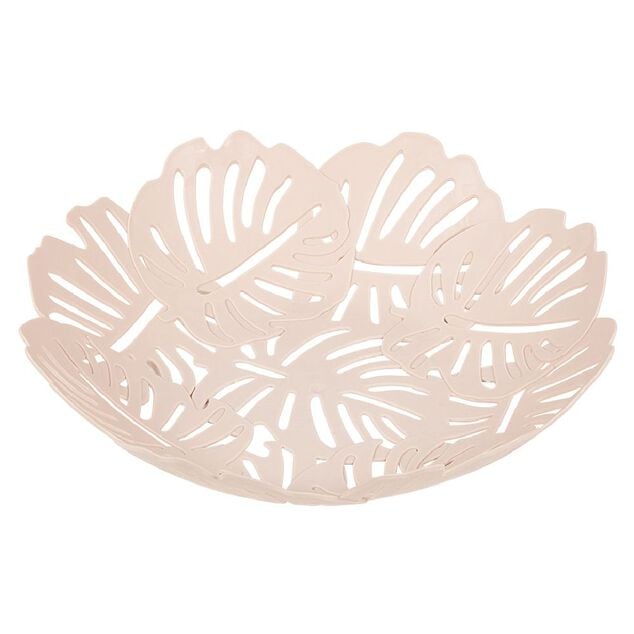 Corbeille &agrave; fruits design feuilles vert rose ou beige