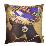Housse coussin africaine 1 face imprim&eacute;e 1 face unie 45x45cm - 4 mod&egrave;les
