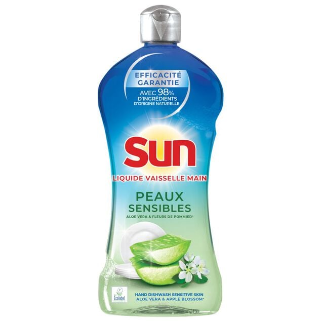 Liquide vaisselle mains Sun peaux sensibles aloe vera et fleurs de pommier 500ml