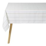 Nappe rectangulaire polyester blanche liser&eacute; taupe 150x250cm