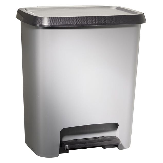 Poubelle &agrave; p&eacute;dale plastique gris 25L