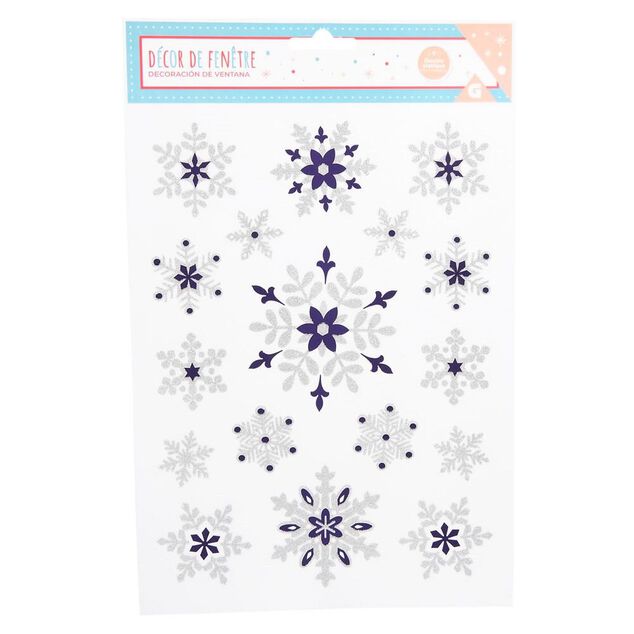 D&eacute;coration fen&ecirc;tre No&euml;l &eacute;lectrostatique &eacute;toile ou flocon
