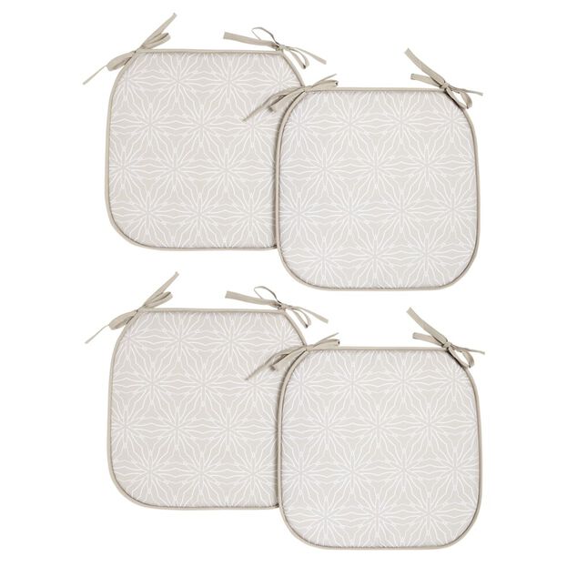 Galette de chaise carr&eacute;e x4 avec motif 38x38cm (4 mod&egrave;les)