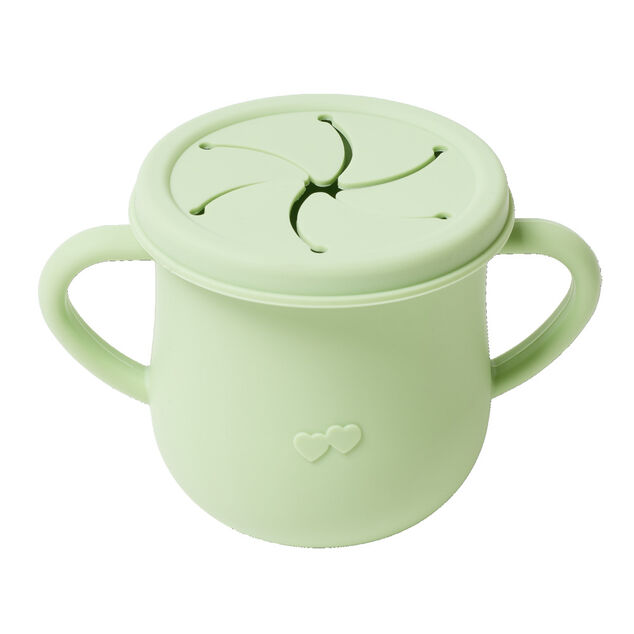 Verre tasse b&eacute;b&eacute; d'apprentissage avec couvercle et anses en silicone H11cm