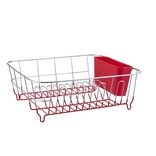 Égouttoir vaisselle base métal gris et rouge