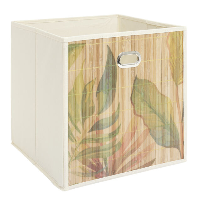Pani&egrave;re de rangement Box Cube fa&ccedil;ade bambou feuillage 31x31xH31cm (2 mod&egrave;les)