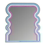 Miroir n&eacute;on forme vague bleu blanc rose 35x40cm