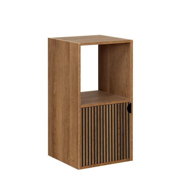 &Eacute;tag&egrave;re Adam 2 cases dont 1 porte bois marron 30x29,5xH60,5cm