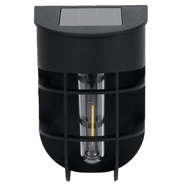 Lampe solaire plastique noir 9,5x8xH14,5cm