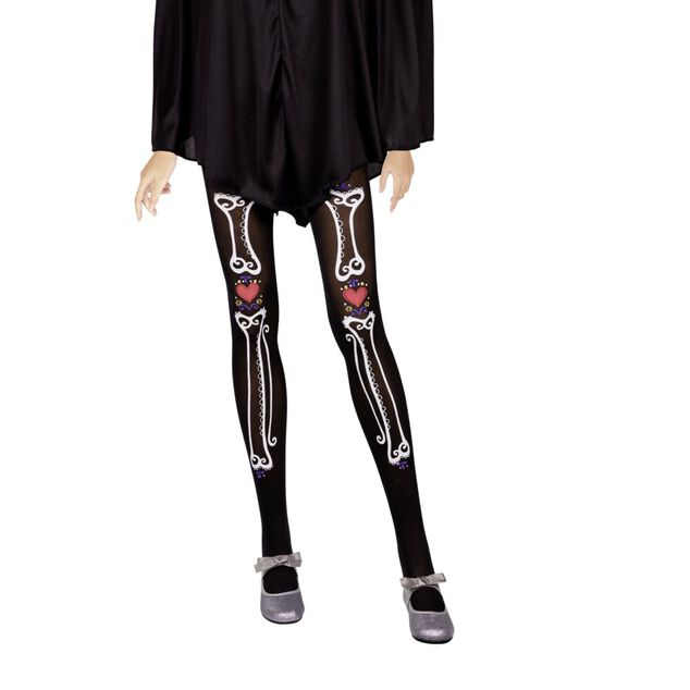 Collant squelette adulte jour des mort noir et blanc Taille unique