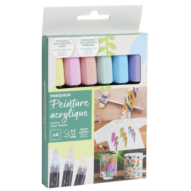 Marqueur permanent x6 peinture acrylique pastel