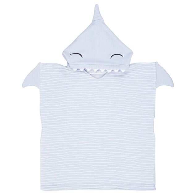 Poncho de bain enfant requin rayures bleu Taille unique 50x76cm