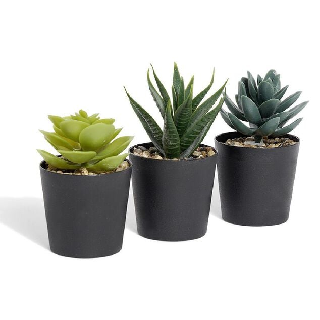 Lot de 3 plantes artificielles dans pot &Oslash;5,8xH10cm