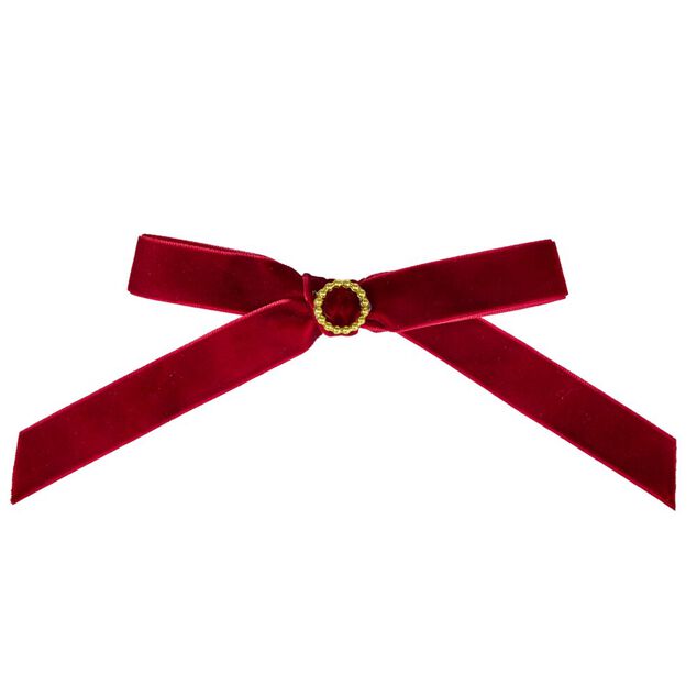 Noeud de No&euml;l velours rouge x3 L12cm