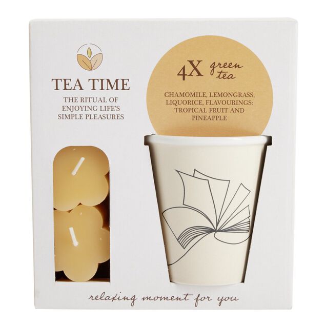 Coffret mug 330ml avec 3 sachets de th&eacute; et 2 bougies (3 mod&egrave;les)