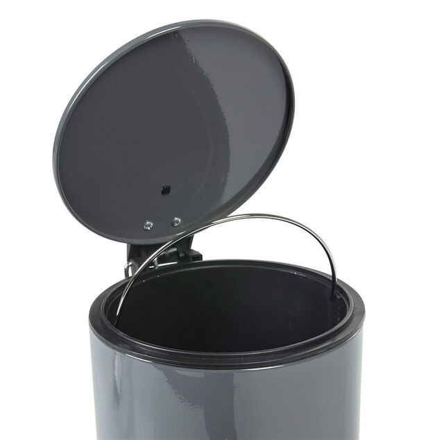 Poubelle salle de bain grise fonc&eacute; 3 L