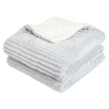 Plaid c&ocirc;tel&eacute; uni gris avec dos sherpa 130x160 cm