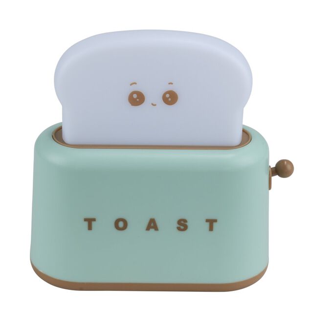 Veilleuse enfant LED forme grille pain r&eacute;tro vert et blanc 10x8xH10cm