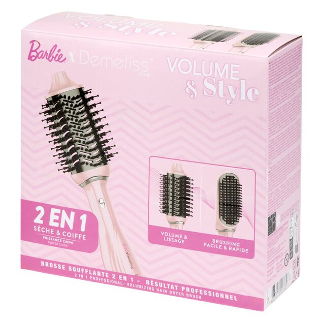 Brosse soufflante c&eacute;ramique et plastique rose L25cm